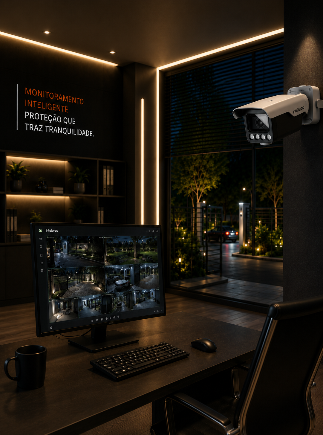 Câmera de segurança Intelbras instalada